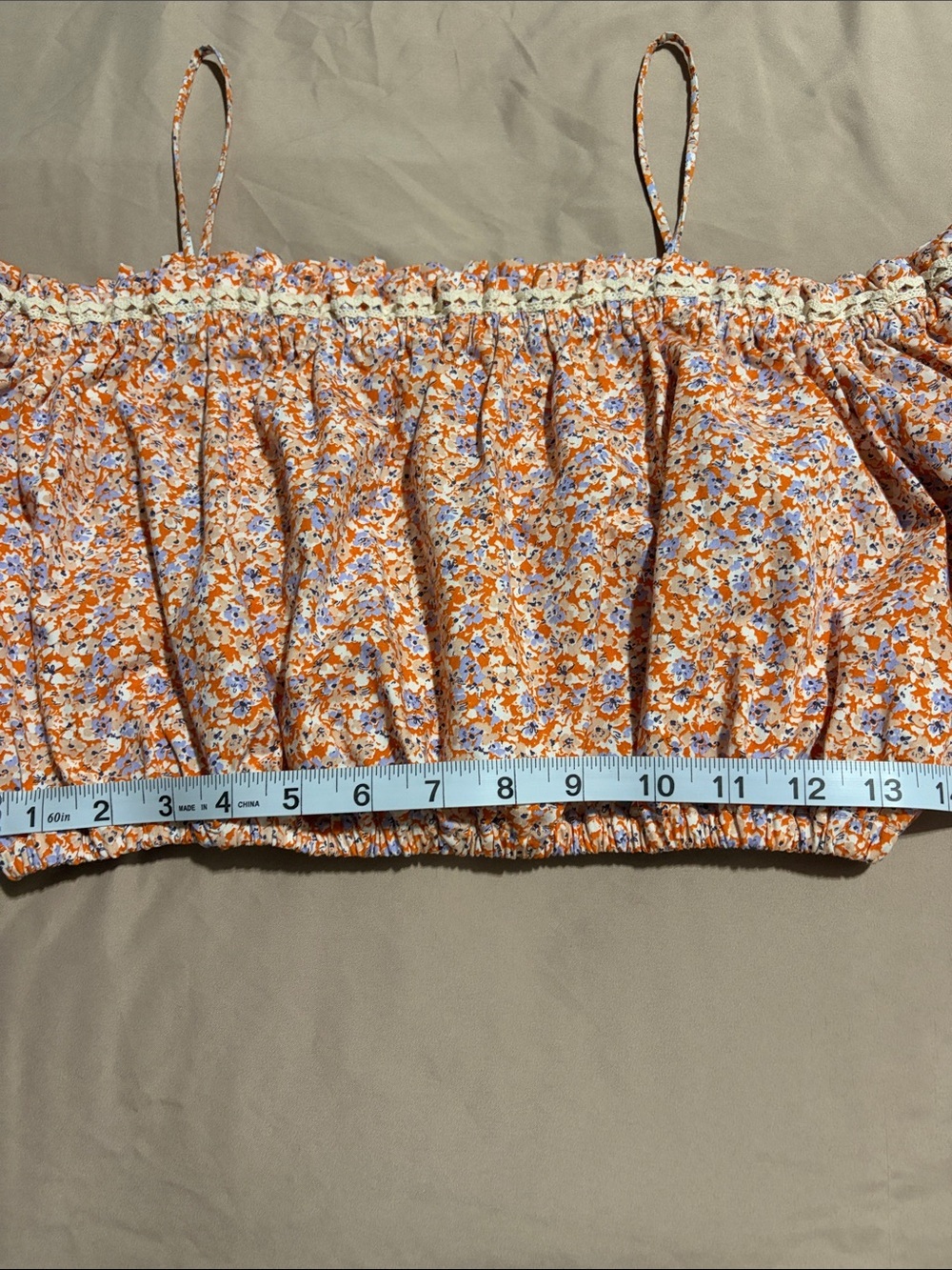 Zara Orange Floral Off-Shoulder Crop Top - Picture 6 of 11
